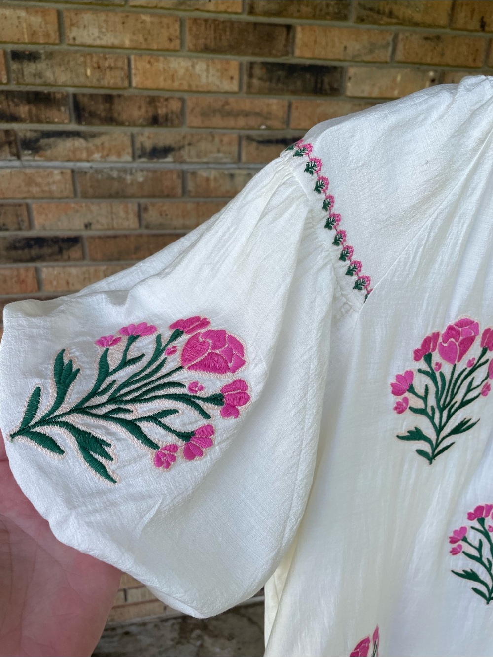 Umgee Large NWT White Pink Floral Embroidered Ruffle Mini Dress - Picture 2 of 8